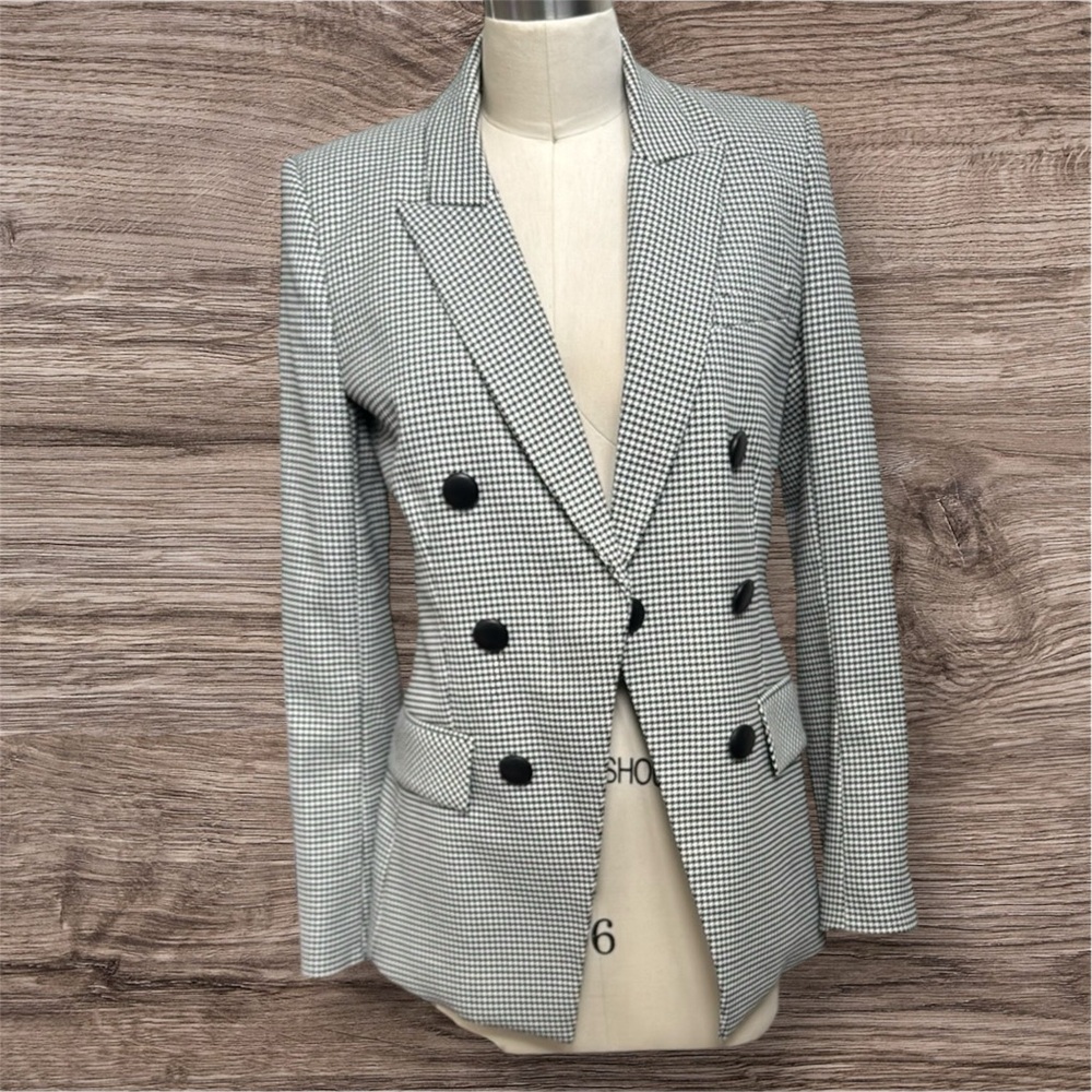 Veronica Beard LEON DICKEY Black and White Checkered Blazer Jacket NWOT Sz 4